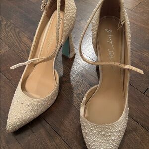 Betsey Johnson Cream Embellished Women's Heels